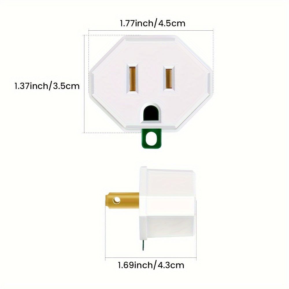 2/4pcs 3-Prong To 2-Prong Outlet Adapter - Portable &amp; Polarized 3 Pin To 2 Pin Grounding Converter Socket, Wall Outlet Plug Connector For Electrical, Household, Industrial, ETL Listed, White, 125V/15A
