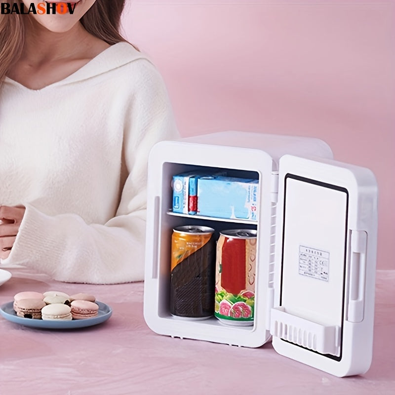 BALASHOV Mini Refrigerator and Personal Beauty Fridge, With Dimmable LED Mirror (4 Liter/6 Can), Cooler and Warmer, for Refrigerating Makeup, skincare and Food, Mini Fridge for Bedroom, Office and Car