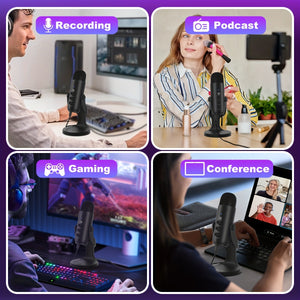 USB Microphone, Condenser Computer PC Mic, Plug&Play Gaming Microphones for PS 4&5.Headphone Output&Volume Control, Mic Gain Control, Mute Button for Vocal, YouTube Podcast on Mac&Windows (Black) Eid Al-Adha Mubarak