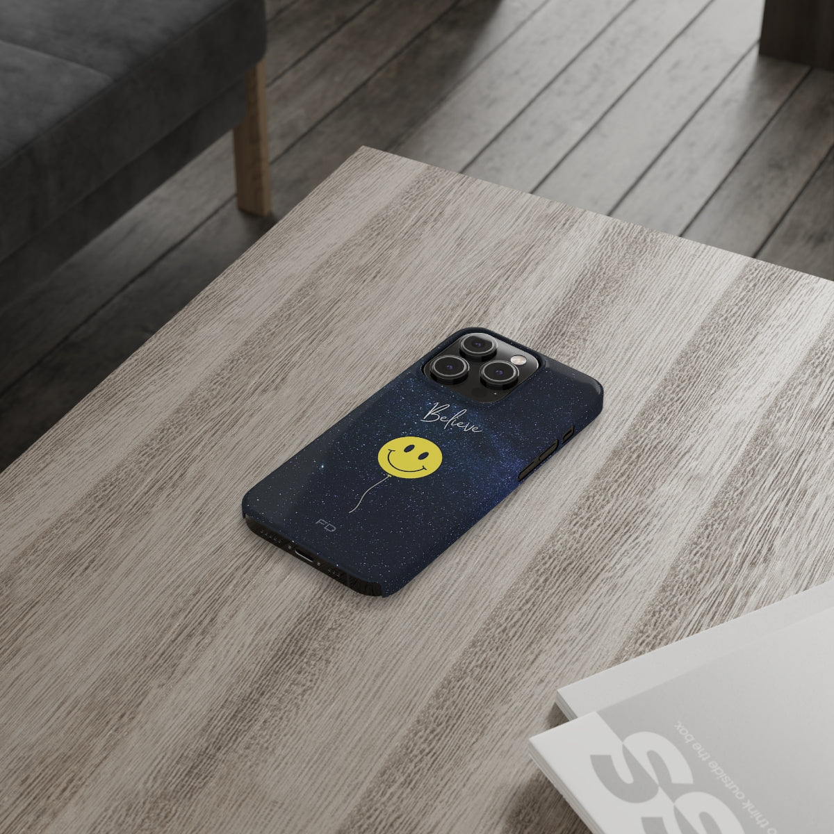 Smiley Face In Space Believe Slim Case for iPhone 14 Series - Stereotech