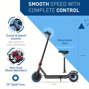 Electric Scooter, 500W Powerful Motor, 10" Solid Tires, 25Miles/40KM Range & 19Mph/30 KPH Folding Commuter Electric Scooter For Adults