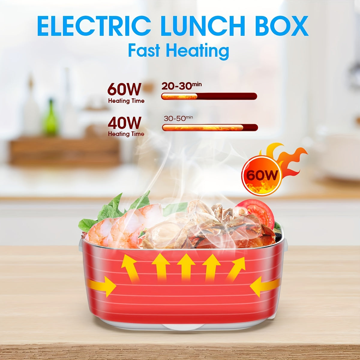 Electric Lunch Box, 12V 24V &amp; 110V 2 In 1 For Car/Truck And Work Heat Lunch Box Stainless Steel Portable Food Warmer Heater-Spoon