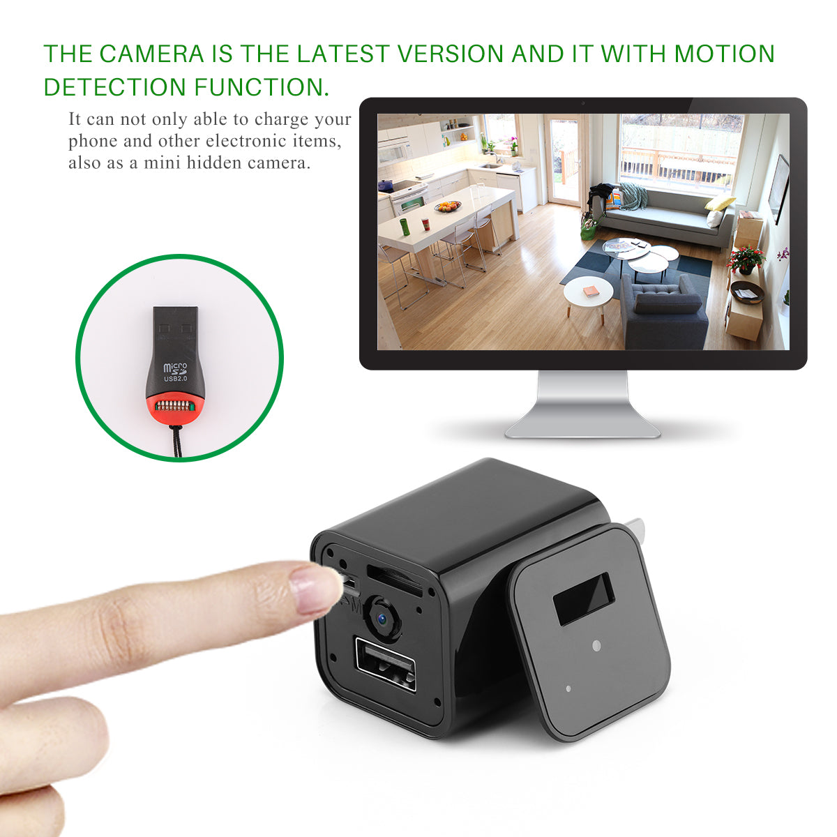HD 1080P Hidden Camera USB Charger Home Security - Stereotech