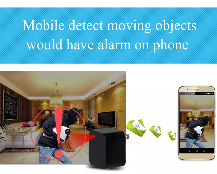 Night Vision 1080P Wifi Nanny Cam Wall Charger Hidden Spy Cameras - Stereotech