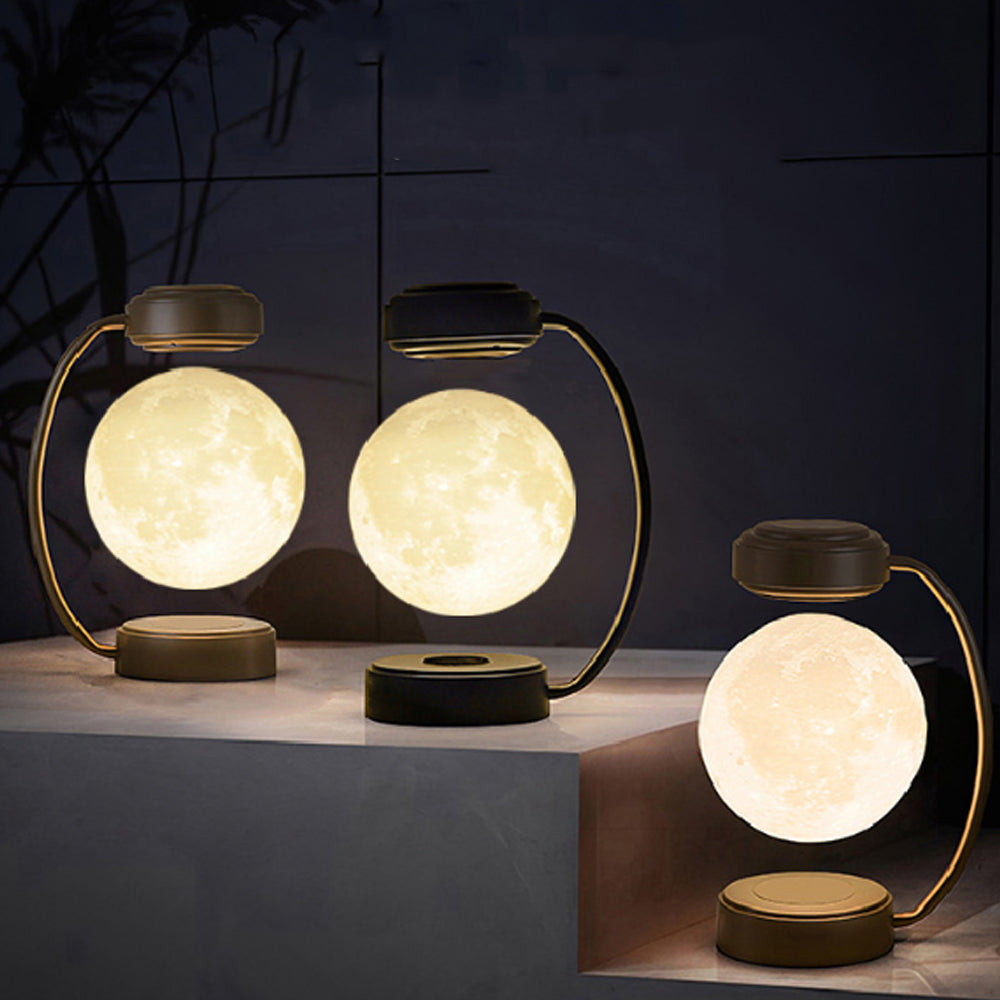 Portable Magnetic Levitation Moon Lamp LED Rotating Dangling Lamp