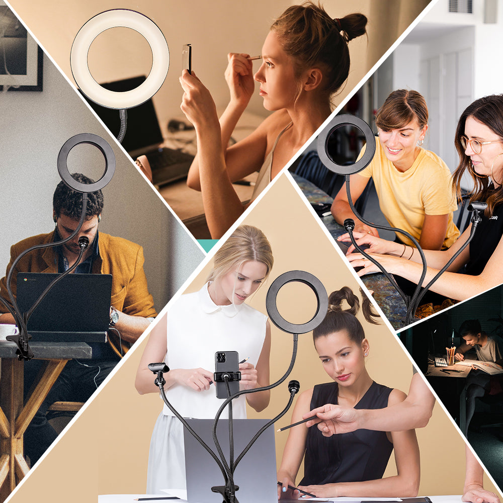 6&quot; 4 in 1 Desktop Clip Light Set Selfie Ring Light