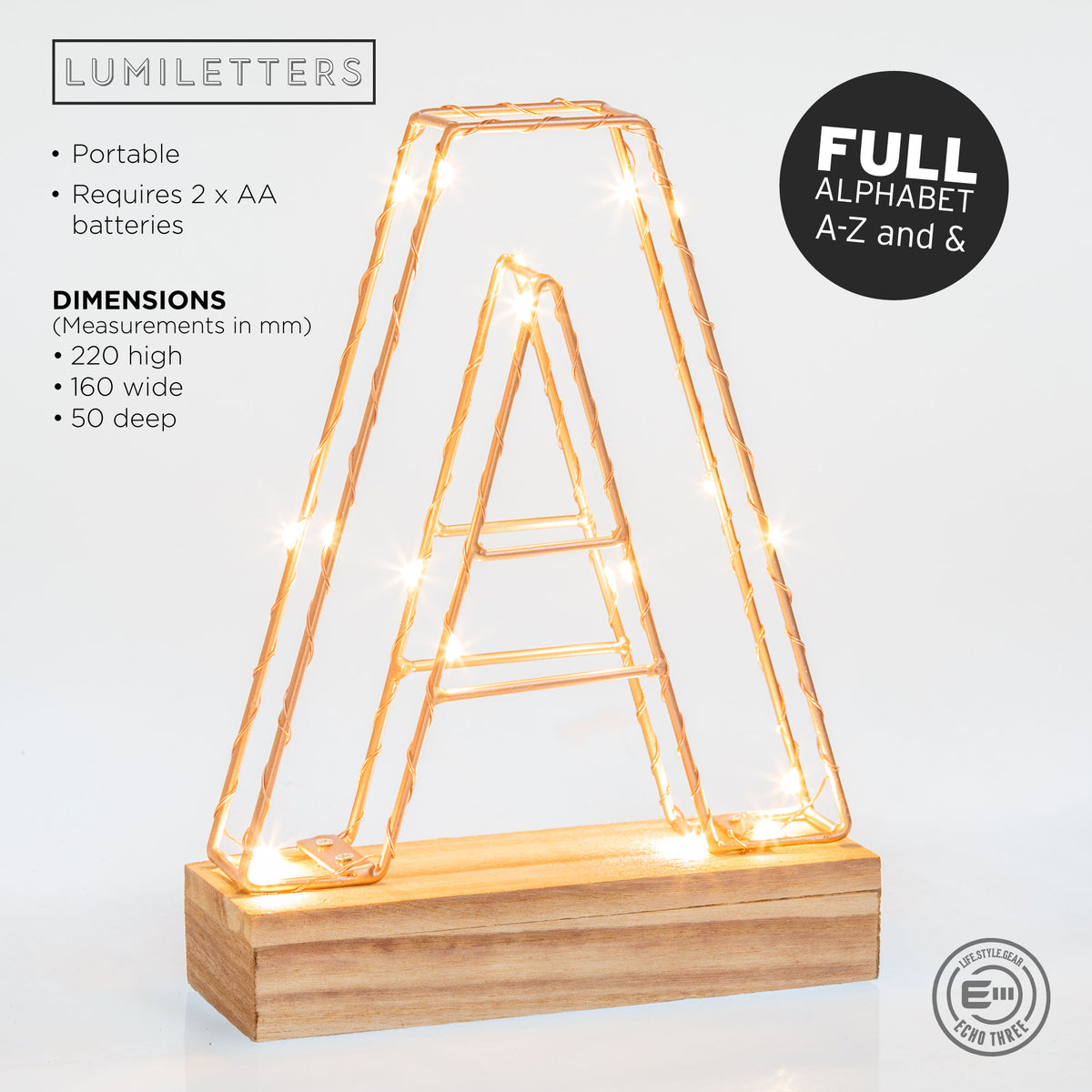 Light Up Letter A Wire Frame Light - Stereotech