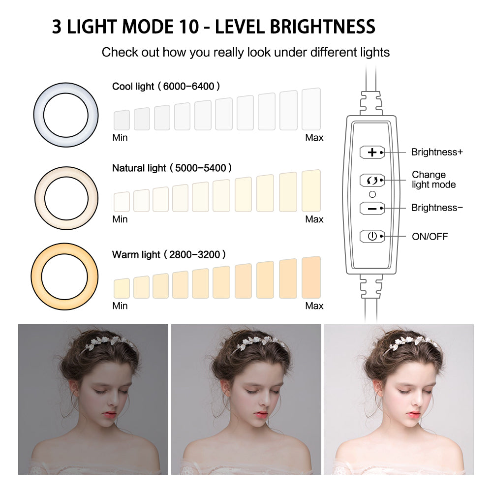 6&quot; 4 in 1 Desktop Clip Light Set Selfie Ring Light