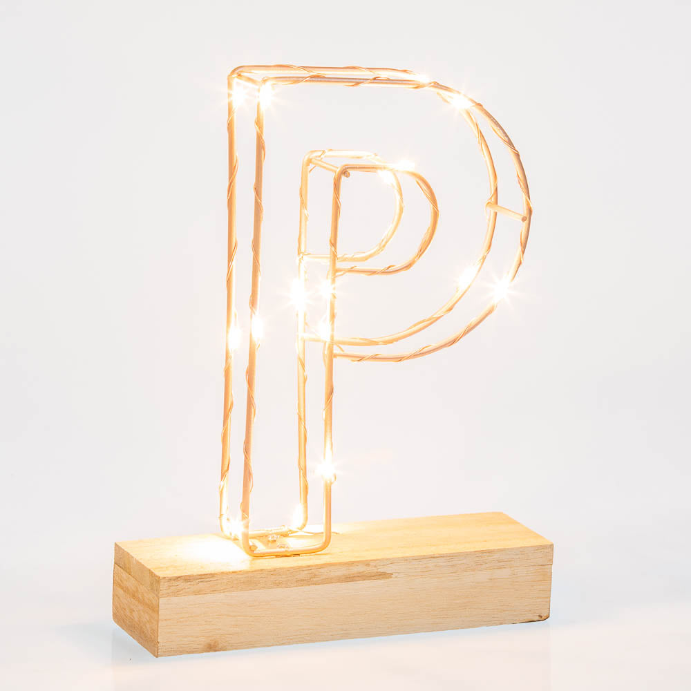 Light Up Letter P  Wire Frame Light - Stereotech