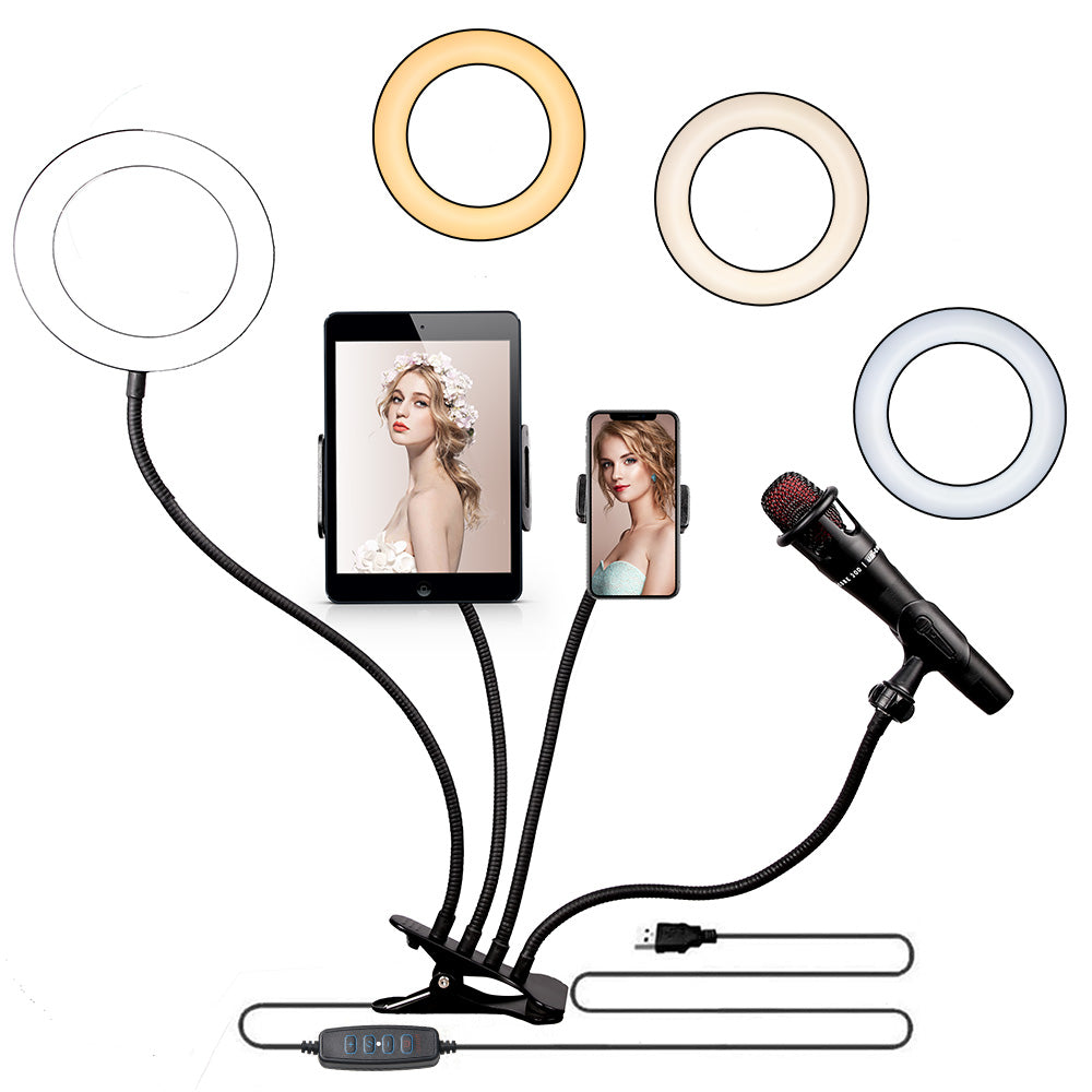 6&quot; 4 in 1 Desktop Clip Light Set Selfie Ring Light