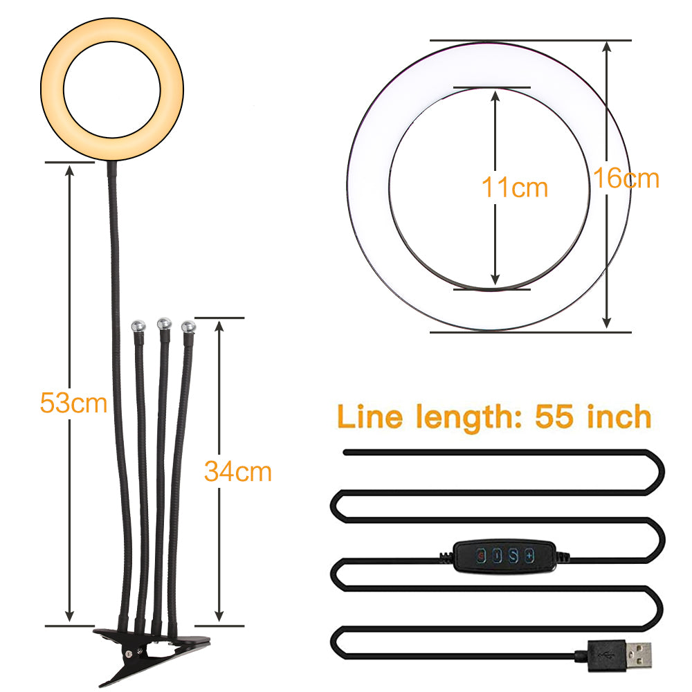 6&quot; 4 in 1 Desktop Clip Light Set Selfie Ring Light