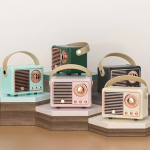 Retro Hifi Stereo Bluetooth V5.0 Speaker Portable Wireless Vintage Speaker Plastic 3W Full-Range 50Hz-20Khz Music Player