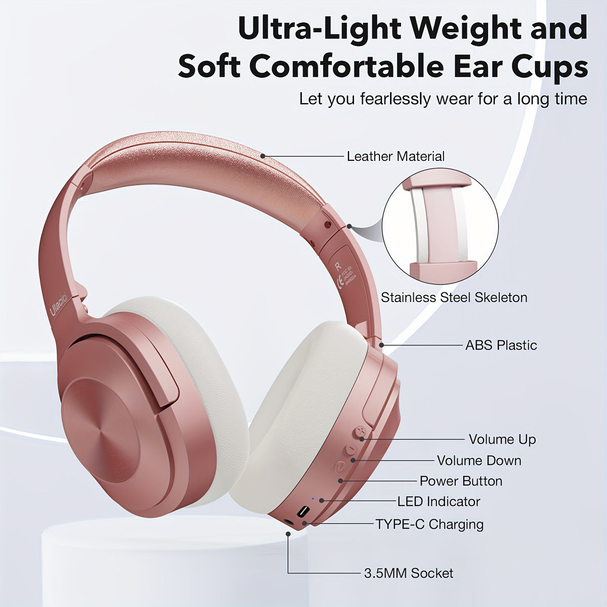 Active Noise Cancelling Headphones, Wireless Headphones Built-in Mic 40 Hours Playtime Wireless Noise Cancelling Headphone 3D Low Bass Tone Fast Charge
