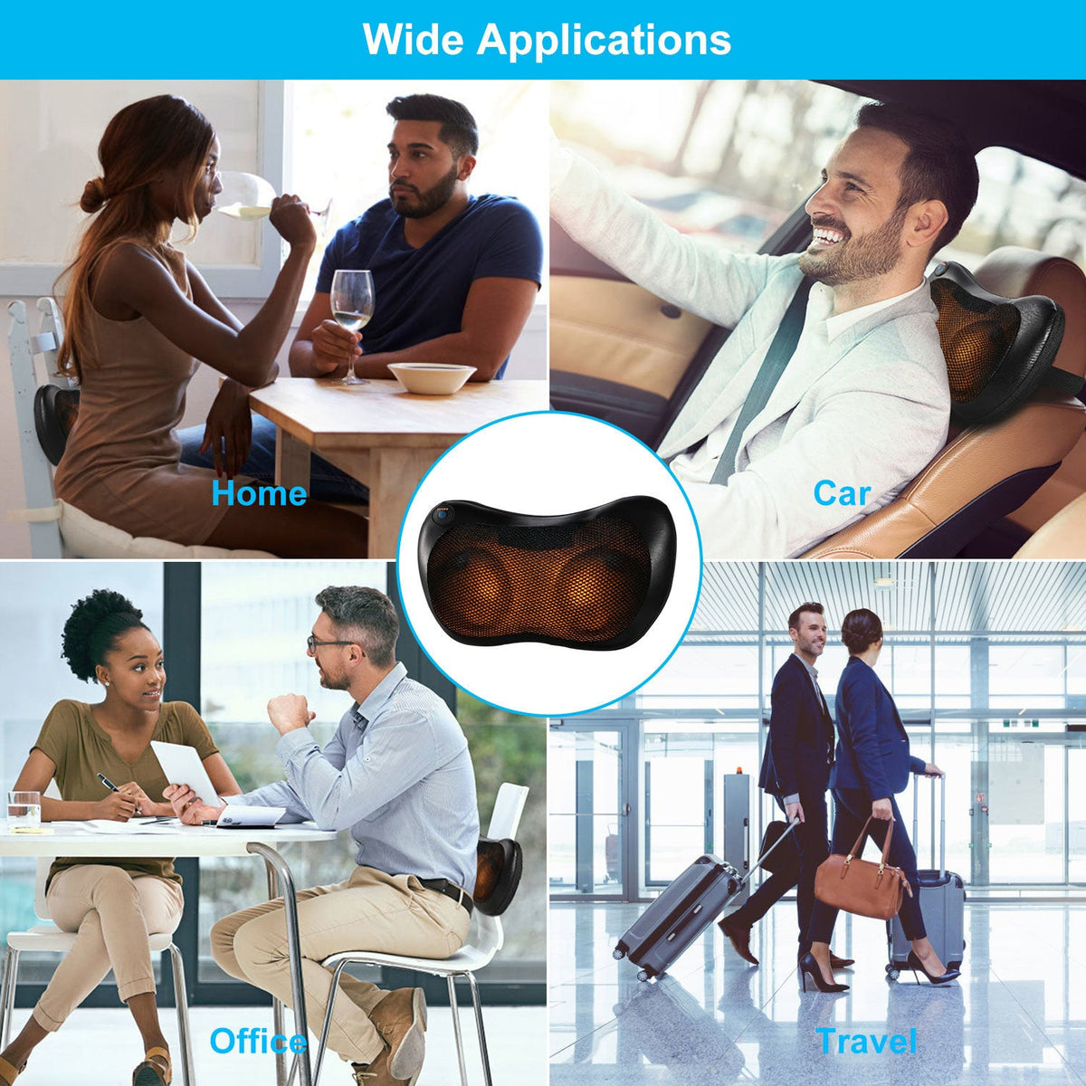 Back Neck Massage Pillow Kneading Massager In-Car Thermotherapy - Stereotech