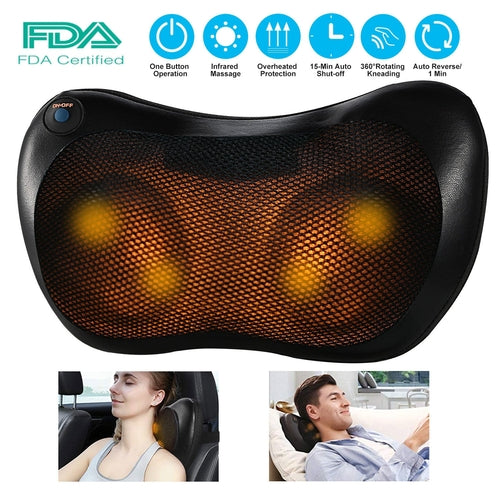 Back Neck Massage Pillow Kneading Massager In-Car Thermotherapy - Stereotech