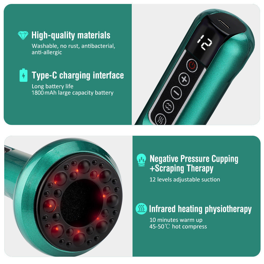 Electric Cupping Massager Vacuum Suction Cup GuaSha Anti Cellulite - Stereotech