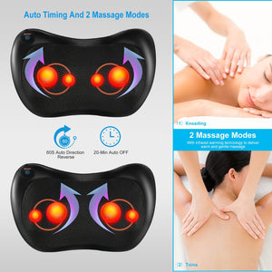 Back Neck Massage Pillow Kneading Massager In-Car Thermotherapy - Stereotech