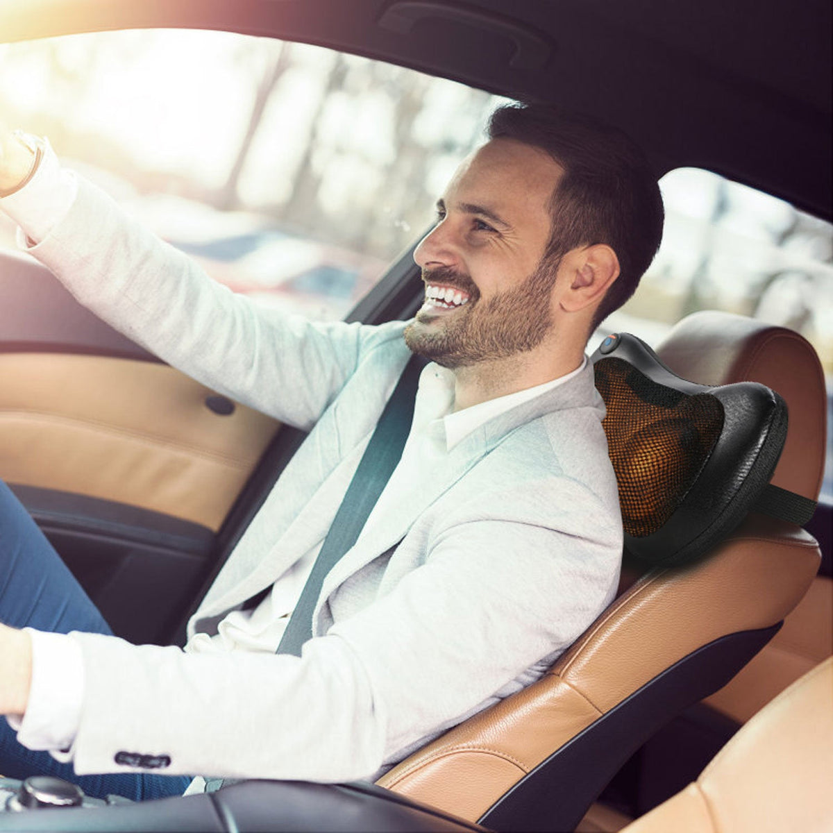 Back Neck Massage Pillow Kneading Massager In-Car Thermotherapy - Stereotech