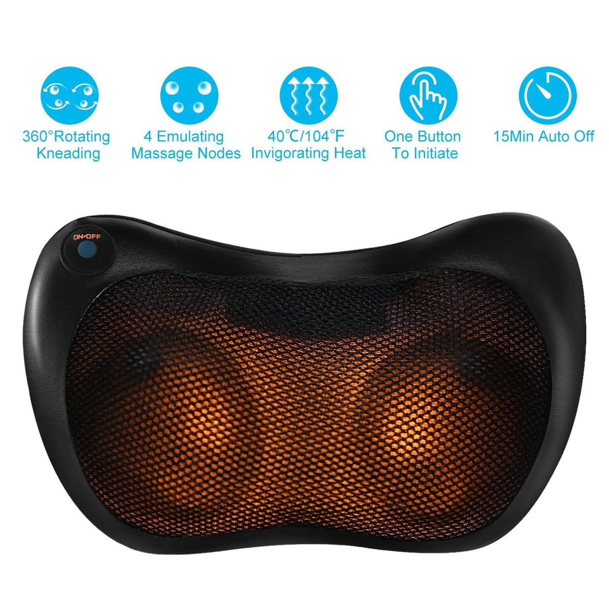 Back Neck Massage Pillow Kneading Massager In-Car Thermotherapy - Stereotech