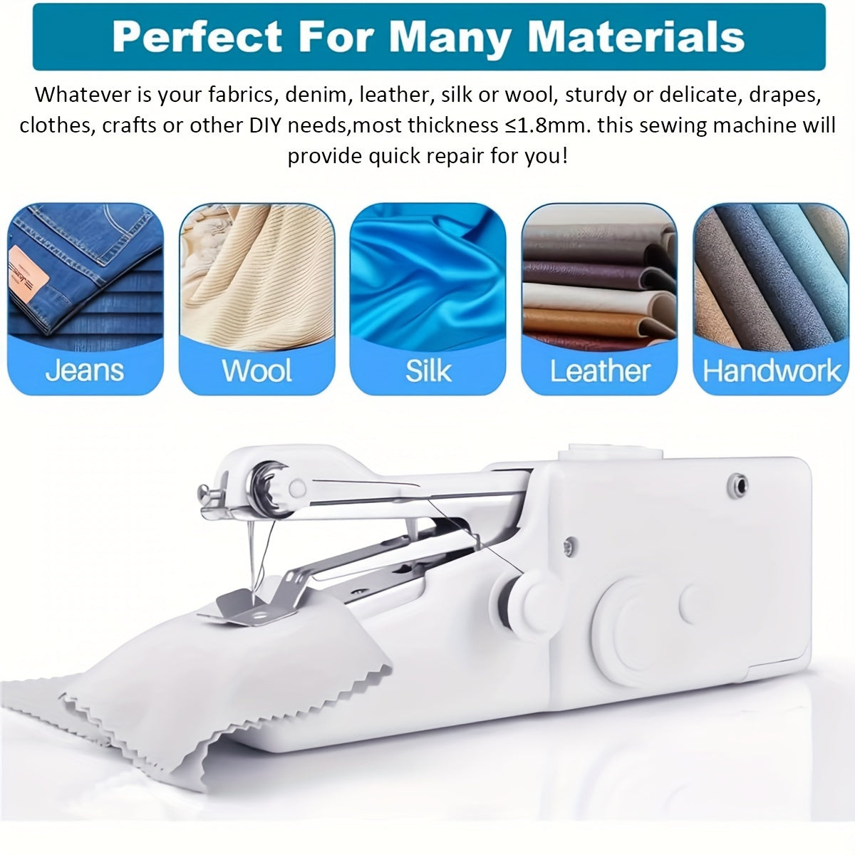 1pc Handheld Sewing Machine Mini Sewing Machines, Portable Sewing Machine Quick Handheld Stitch Tool For Fabric, Kids Cloth, Clothing (battery Not Included)