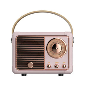 Retro Hifi Stereo Bluetooth V5.0 Speaker Portable Wireless Vintage Speaker Plastic 3W Full-Range 50Hz-20Khz Music Player