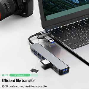 8-Port USB C Hub - Expand Your Laptop's Capabilities with USB 3.0, USB 2.0, Micro SD/TF Card Reader, Microphone/Audio, and More - Ideal for MacBook Pro, iMac, iPad Pro, and Other USB-C Devices