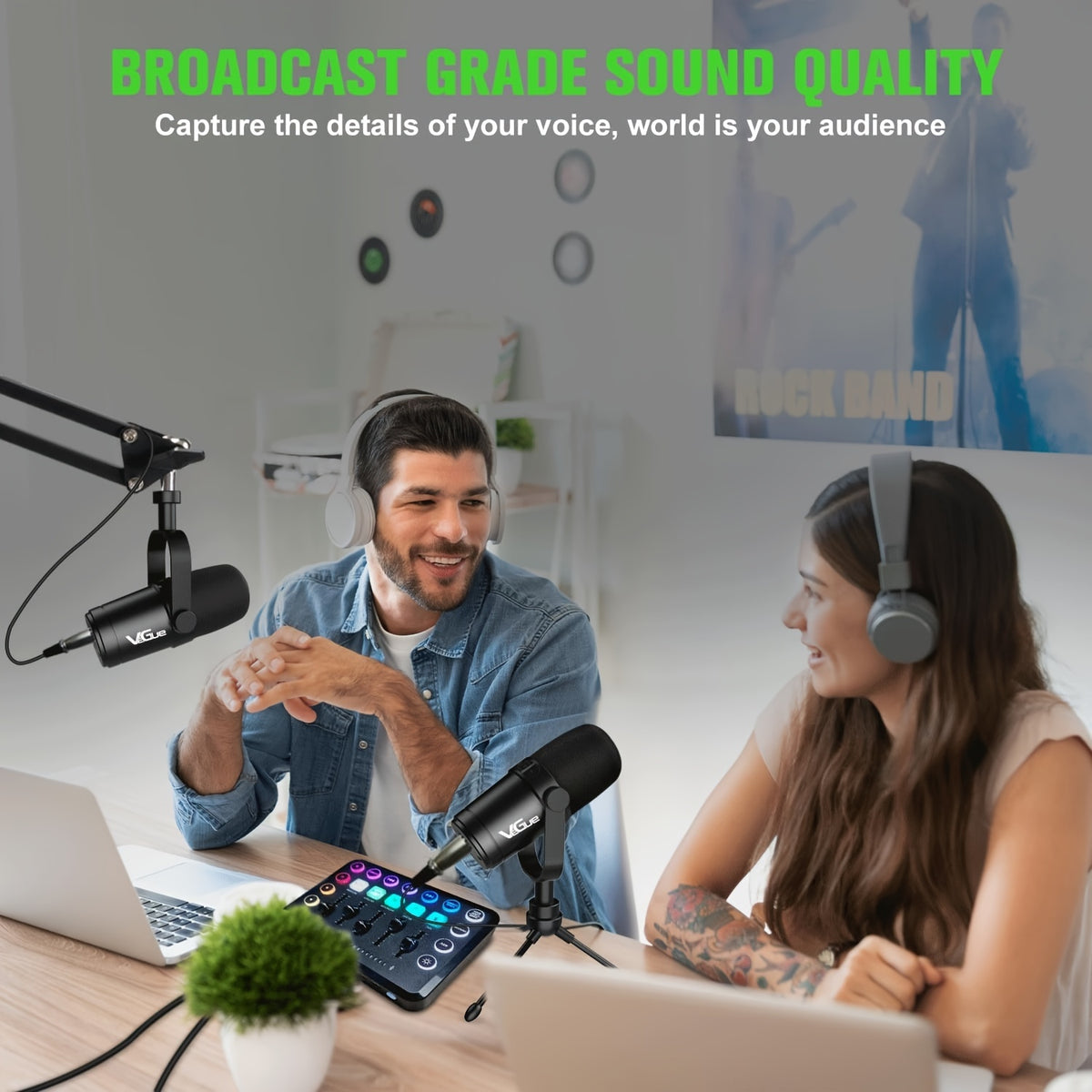 Vocal Dynamic Microphone For Podcasting, Gaming, Recording &amp; Live Streaming, All Metal USB/XLR Cardioid Mic With Tap-to-Mute Button, Built-in Headphone Output, Voice-Isolating Technology Black Eid Al-Adha Mubarak