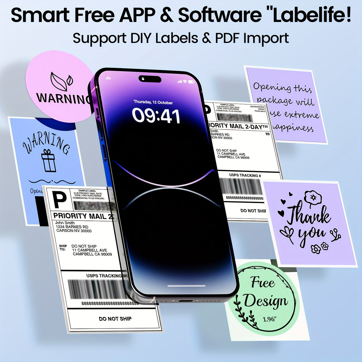 Itari Shipping Label Printer - Wireless Thermal Label Printer For Shipping Packages &amp; Small Business - 4X6 Thermal Shipping Label Printer Compatible With IPad IPhone And Android