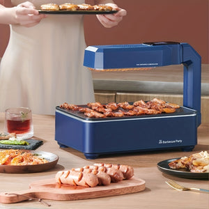 1100W LCD Touch Screen Barbecue Oven Home Smokeless Electric Grill Indoor Non-stick Barbecue Machine Infrared Barbecue Pot Skewer Machine