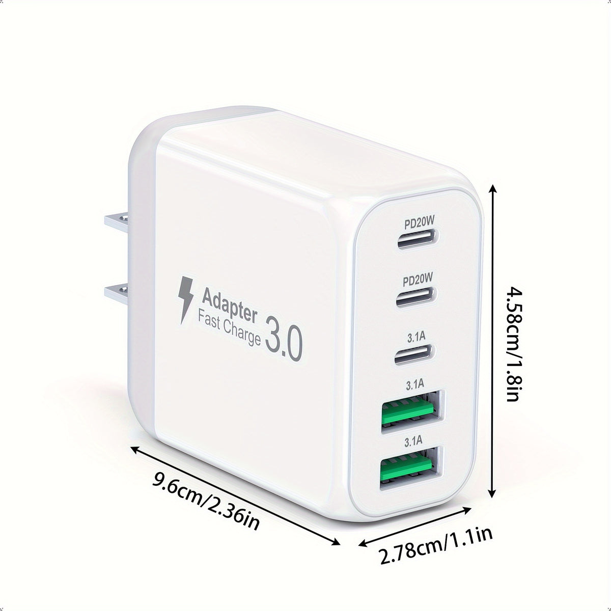 2Pack 50W Fast Charging Cube - 5-Port Multi-functional USB-C and USB-A Power Adapter with Type C Charging Station for iPhone 15/14/13 Pro Max/XR/XS/8/7, iPad, Samsung Galaxy, Tablet for Home, Living Room, and Office