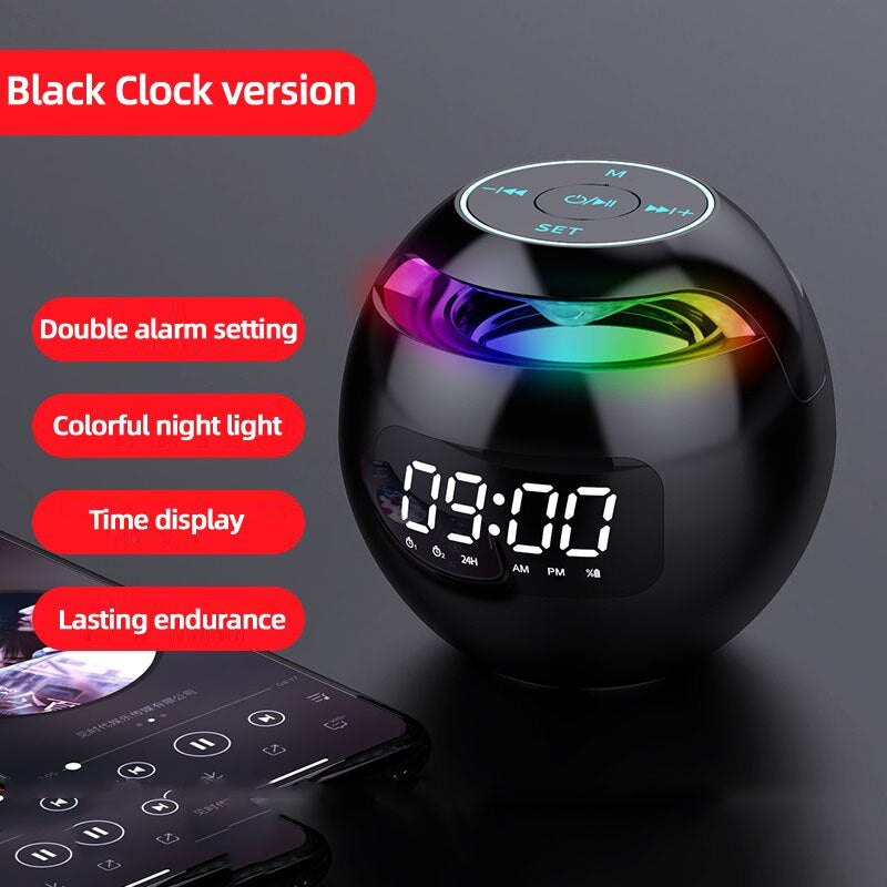 G90 Bluetooth-Compatible Speaker Portable Wireless Speaker LED Display Alarm Clock Mini Bass Sound Box HIFI Tfcard Music Player