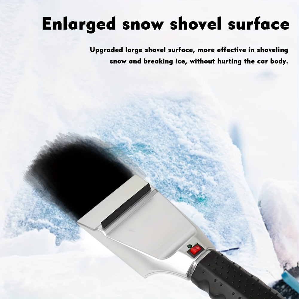 12V Heated Snow Shovel for Car with Plug-In Operation, Multi-Functional Winter Snow Removal Tool, ABS Construction, Safe for Vehicle Paint, Efficient Handheld Snow Brush
