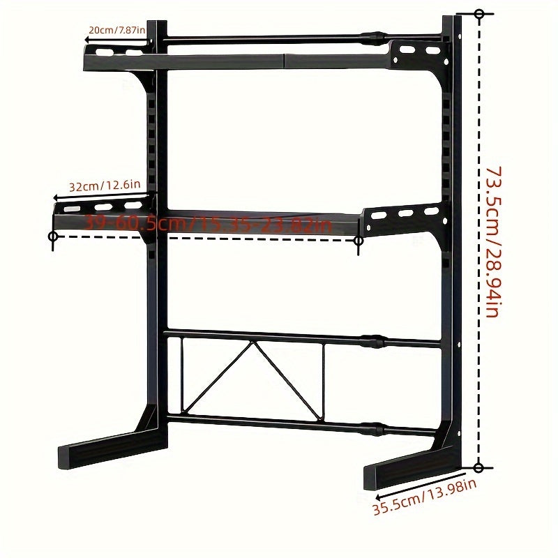 Versatile Multi-Layer Kitchen Storage Rack - Expandable Shelf for Microwave, Air Fryer &amp; Oven - Durable Steel Construction