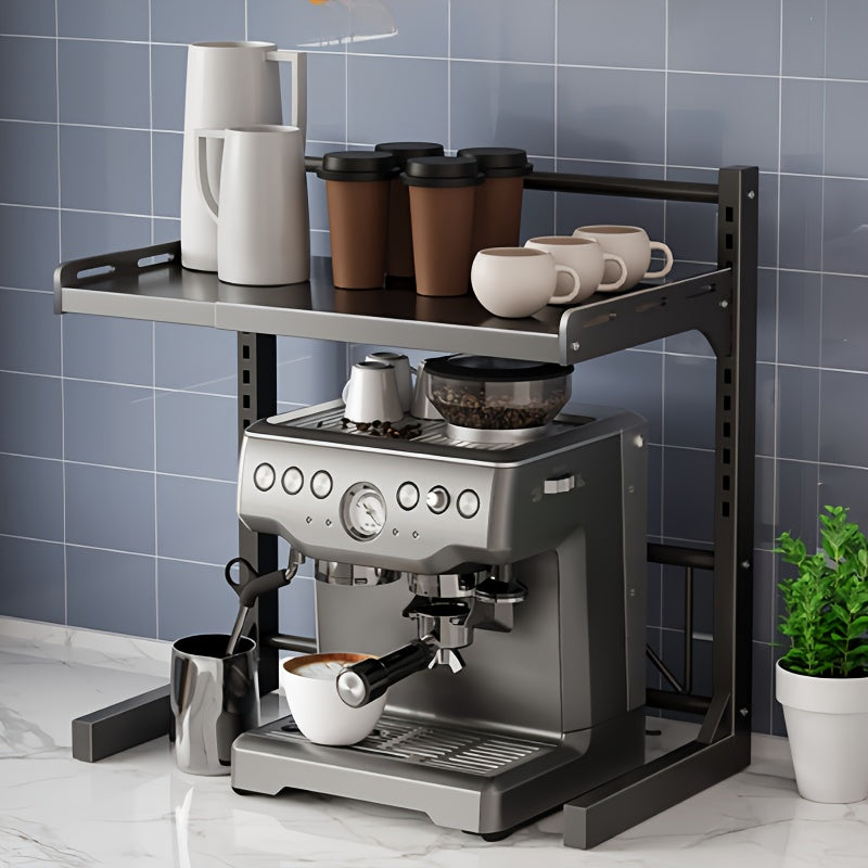 Versatile Multi-Layer Kitchen Storage Rack - Expandable Shelf for Microwave, Air Fryer &amp; Oven - Durable Steel Construction