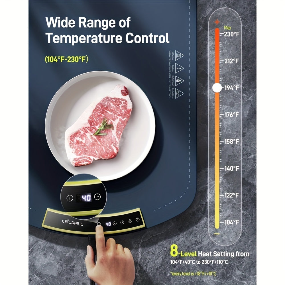 COLDFILL Electric Warming Tray - Foldable Food Warming Mat With 8 TEMP Setting, Full-surface Heat In 5s, 4 Hours Auto-off, Easy To Clean With Nano-Material, For Buffet, For Party, For Gathering