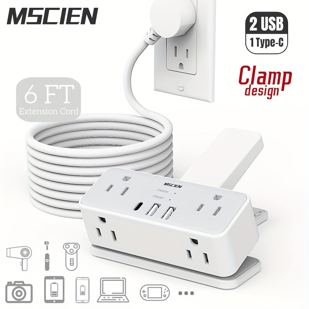 Power Strip With USB Ports And 6 Outlets, With Surge Protector, US Plug