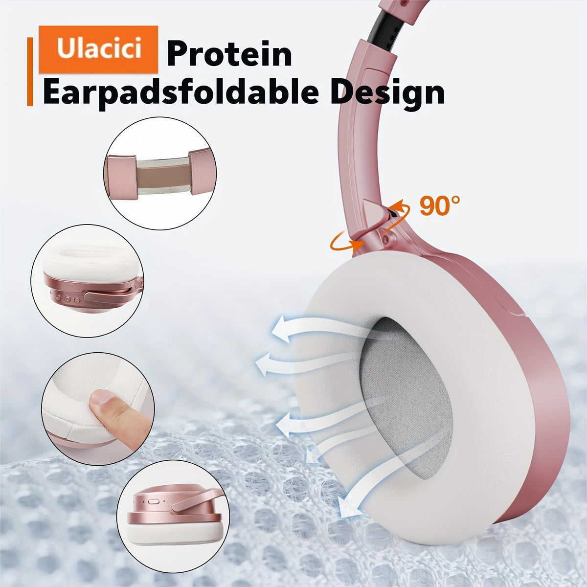 Active Noise Cancelling Headphones, Wireless Headphones Built-in Mic 40 Hours Playtime Wireless Noise Cancelling Headphone 3D Low Bass Tone Fast Charge