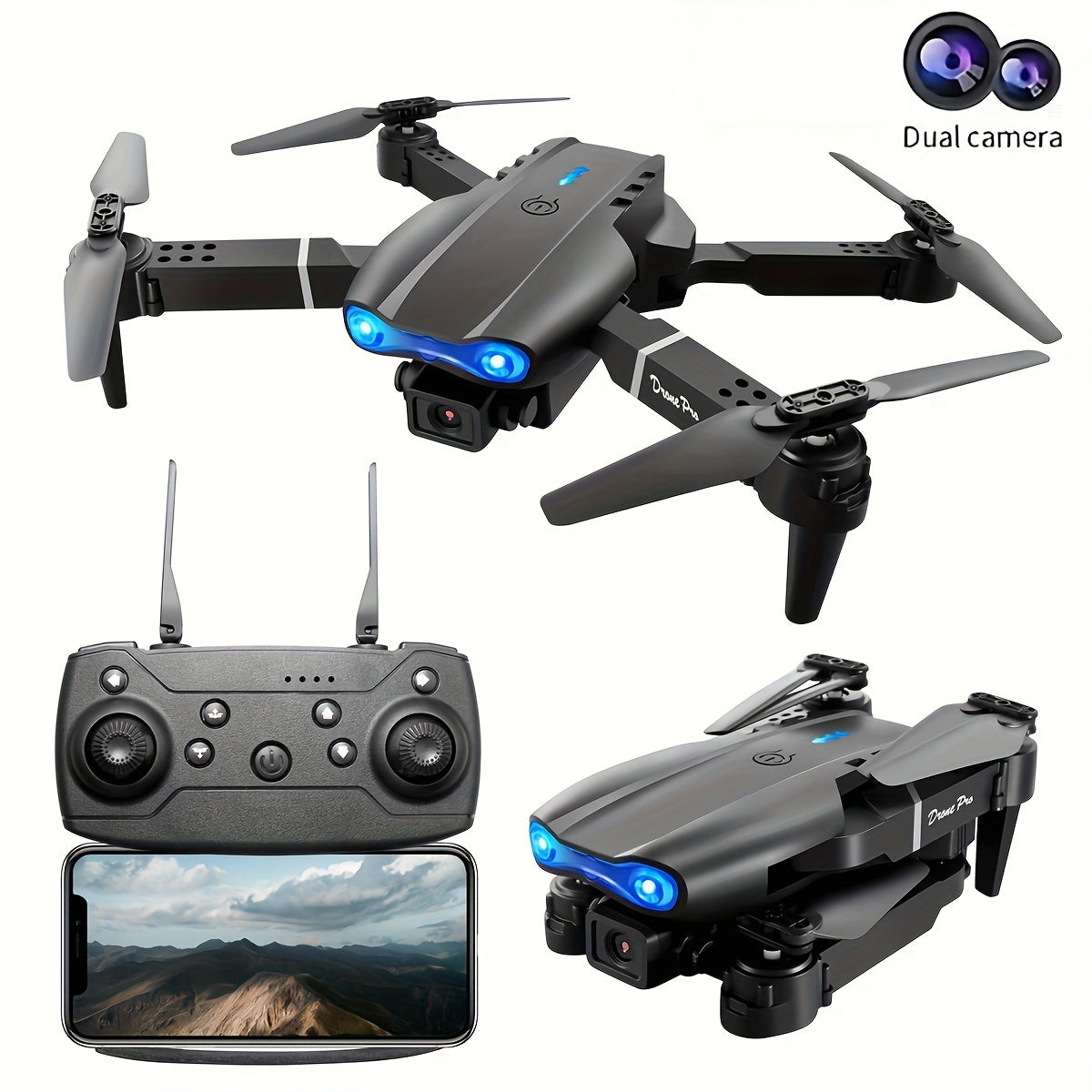 E99 Drone With Camera, Foldable RC Drone, Remote Control Drone Toys For Beginners Men&#39;s Gifts, Indoor And Outdoor Affordable UAV, Christmas Halloween Thanksgiving Gift - Stereotech