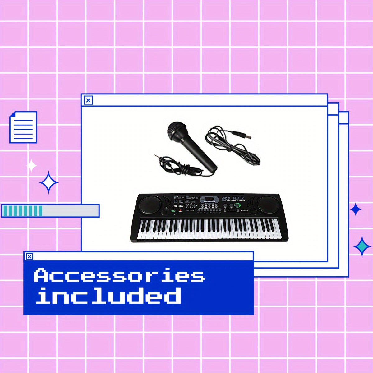 Micro poly 61-Key Multifunctional Electronic Keyboard – Portable Performance Synthesizer with Built-in Tones &amp; Rhythms, Microphone for Sing-Along, Exciting Light Effects, Battery/USB Dual Power, Ideal for Beginners &amp; Music