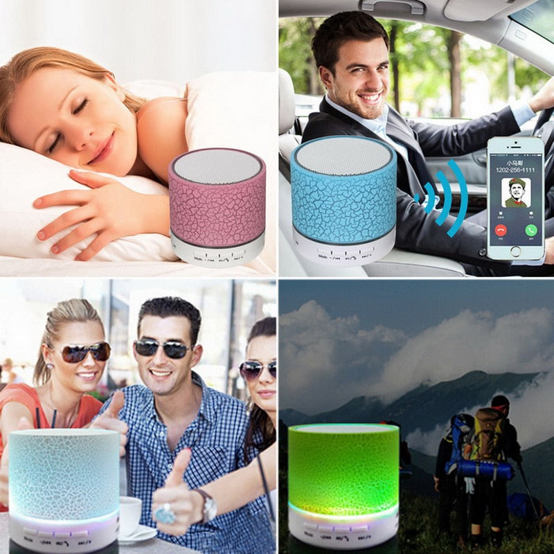Mini LED Portable Speakers Wireless Speaker with TF Mic Bluetooth-Compatible Music for Phone