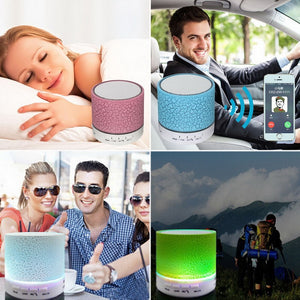 Mini LED Portable Speakers Wireless Speaker with TF Mic Bluetooth-Compatible Music for Phone