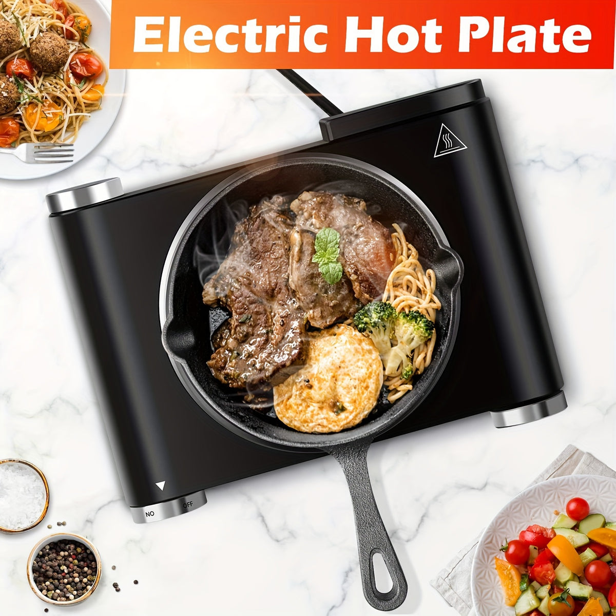 Cusimax Electric Hot Plate For Cooking, 1500W Stainless Steel Single Burner With Temperature Control, Heat Up In Seconds, Great For RV/Home/Camping