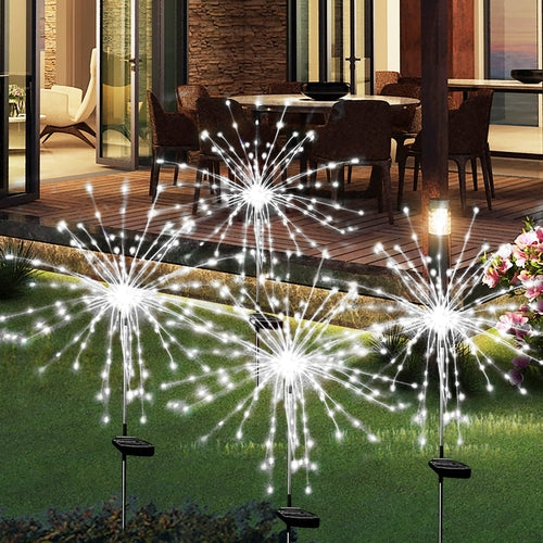 4PCS 120 LED Multi Color Outdoor Firework Solar Garden Decorative