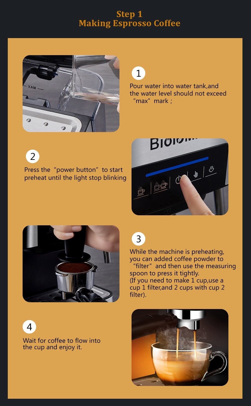 Coffee Maker Machine with Milk Frother - Stereotech