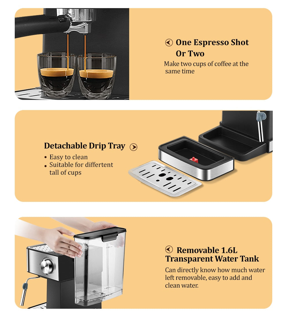Coffee Maker Machine with Milk Frother - Stereotech