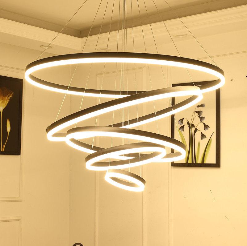 Modern LED Chandeliers Light For Dining Living Room Rings Luxury